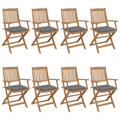 Folding Garden Chairs 6 Pcs With Cushions Solid Acacia Wood