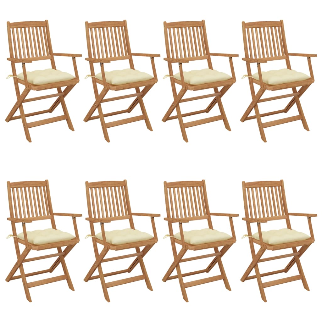 Folding Garden Chairs 6 Pcs With Cushions Solid Acacia Wood