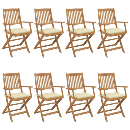 Folding Garden Chairs 6 Pcs With Cushions Solid Acacia Wood