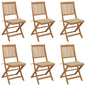 Folding Garden Chairs 6 Pcs With Cushions Solid Acacia Wood