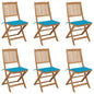 Folding Garden Chairs 6 Pcs With Cushions Solid Acacia Wood