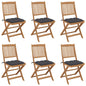 Folding Garden Chairs 6 Pcs With Cushions Solid Acacia Wood