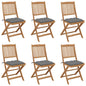 Folding Garden Chairs 6 Pcs With Cushions Solid Acacia Wood