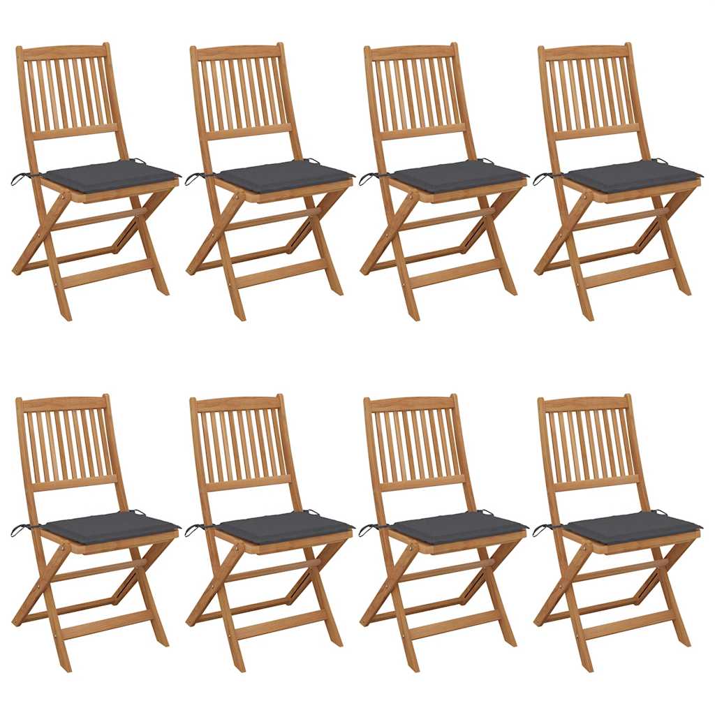 Folding Garden Chairs 6 Pcs With Cushions Solid Acacia Wood