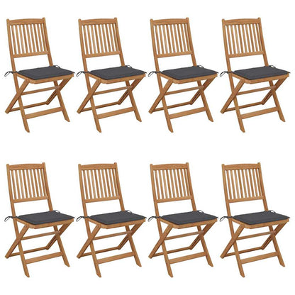 Folding Garden Chairs 6 Pcs With Cushions Solid Acacia Wood