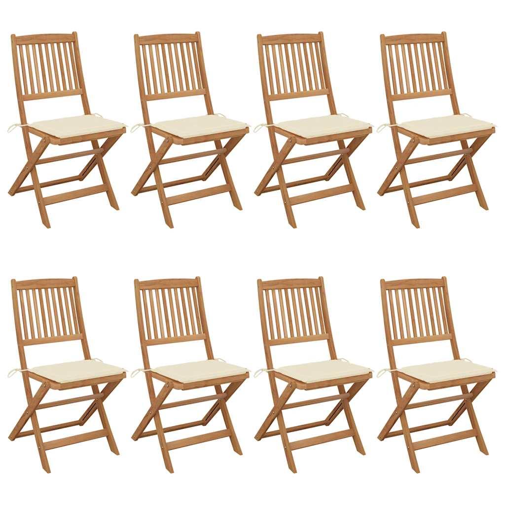 Folding Garden Chairs 6 Pcs With Cushions Solid Acacia Wood