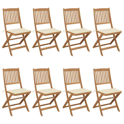 Folding Garden Chairs 6 Pcs With Cushions Solid Acacia Wood