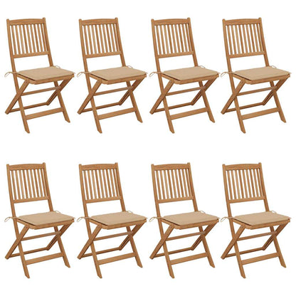 Folding Garden Chairs 6 Pcs With Cushions Solid Acacia Wood