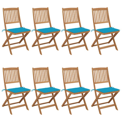 Folding Garden Chairs 6 Pcs With Cushions Solid Acacia Wood
