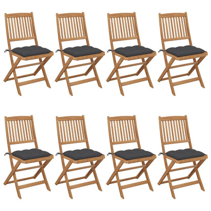 Folding Garden Chairs 6 Pcs With Cushions Solid Acacia Wood