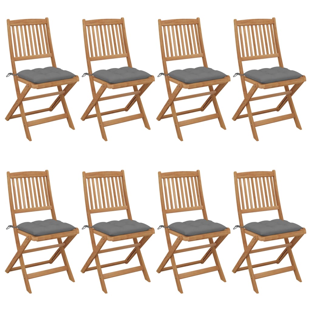 Folding Garden Chairs 6 Pcs With Cushions Solid Acacia Wood