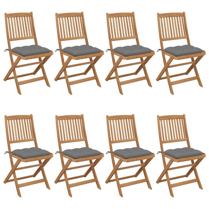 Folding Garden Chairs 6 Pcs With Cushions Solid Acacia Wood