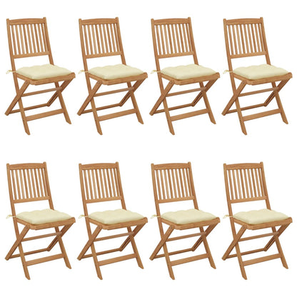 Folding Garden Chairs 6 Pcs With Cushions Solid Acacia Wood