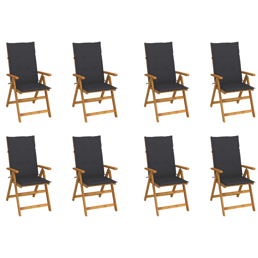 Garden Reclining Chairs 2 Pcs With Cushions Solid Acacia Wood
