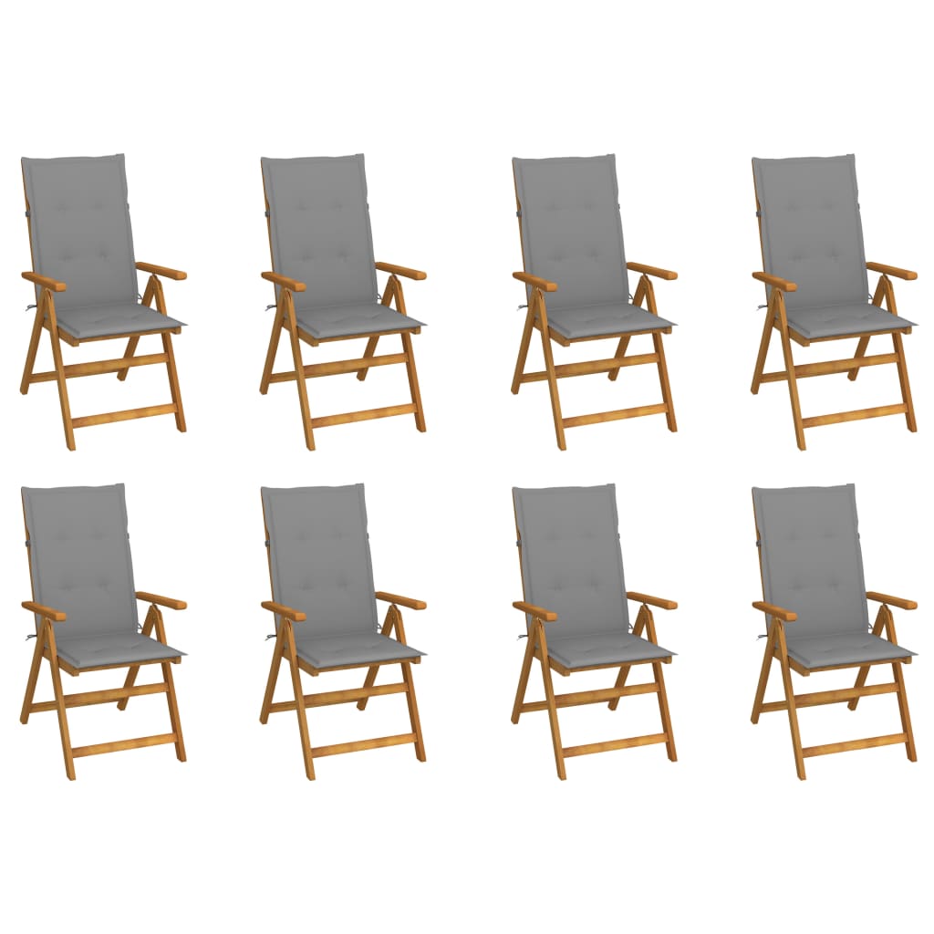 Garden Reclining Chairs 2 Pcs With Cushions Solid Acacia Wood