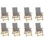 Garden Reclining Chairs 2 Pcs With Cushions Solid Acacia Wood