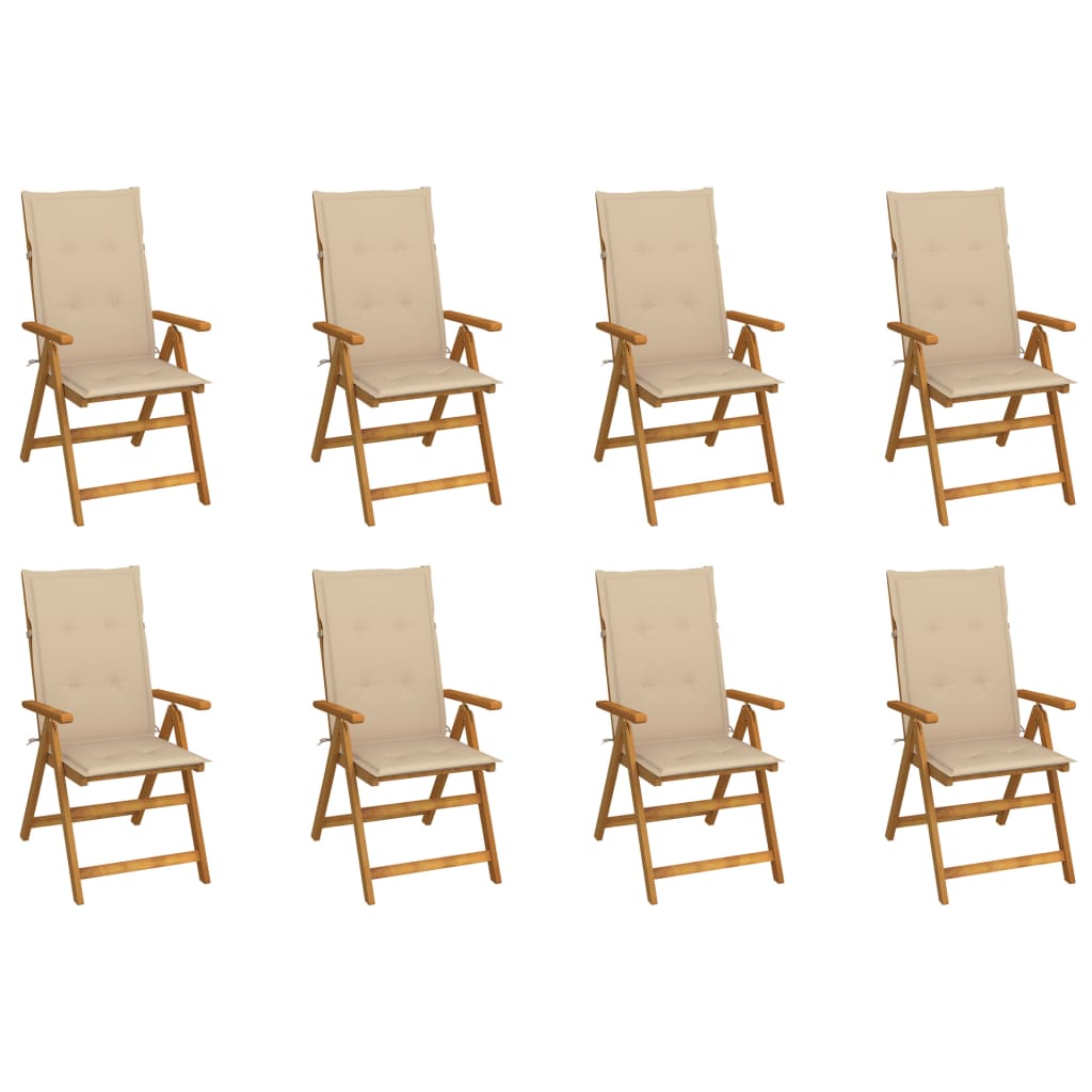 Garden Reclining Chairs 2 Pcs With Cushions Solid Acacia Wood