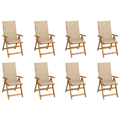 Garden Reclining Chairs 2 Pcs With Cushions Solid Acacia Wood