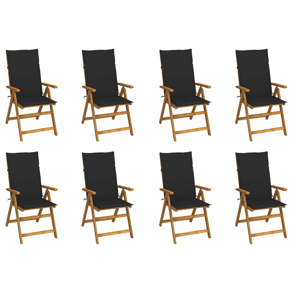 Garden Reclining Chairs 2 Pcs With Cushions Solid Acacia Wood