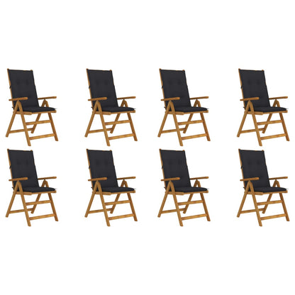 Garden Reclining Chairs 2 Pcs With Cushions Solid Acacia Wood