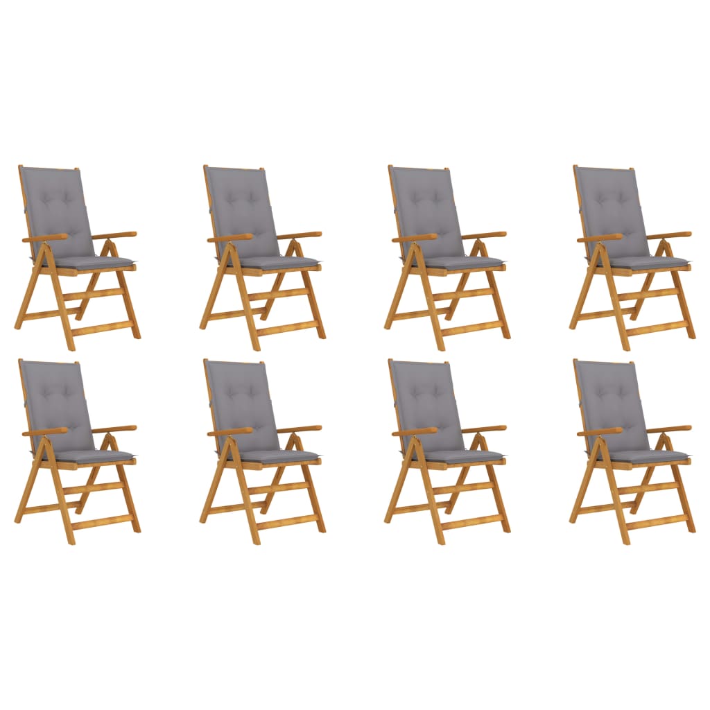 Garden Reclining Chairs 2 Pcs With Cushions Solid Acacia Wood