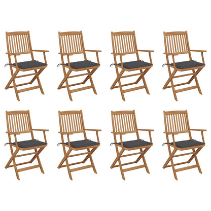 Folding Garden Chairs 4 Pcs With Cushions Solid Wood Acacia