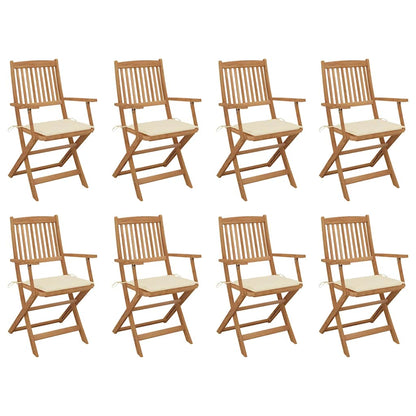 Folding Garden Chairs 4 Pcs With Cushions Solid Wood Acacia