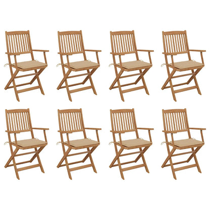 Folding Garden Chairs 4 Pcs With Cushions Solid Wood Acacia