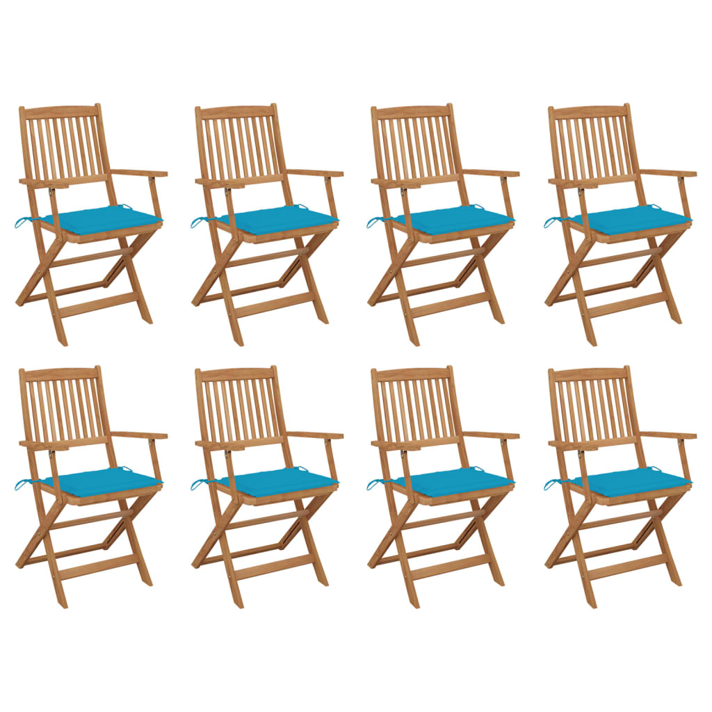 Folding Garden Chairs 4 Pcs With Cushions Solid Wood Acacia