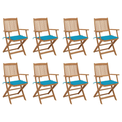Folding Garden Chairs 4 Pcs With Cushions Solid Wood Acacia