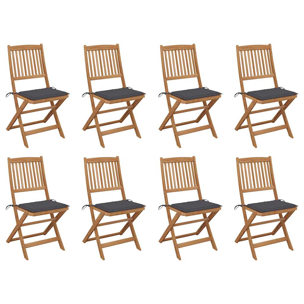 Folding Garden Chairs 2 Pcs With Cushions Solid Wood Acacia