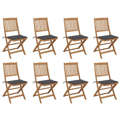 Folding Garden Chairs 2 Pcs With Cushions Solid Wood Acacia