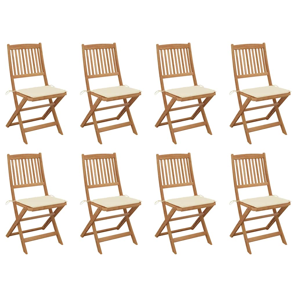 Folding Garden Chairs 2 Pcs With Cushions Solid Wood Acacia