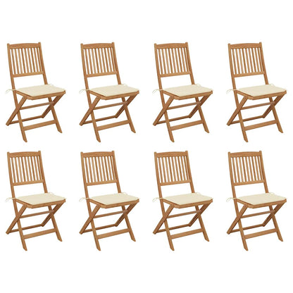 Folding Garden Chairs 2 Pcs With Cushions Solid Wood Acacia