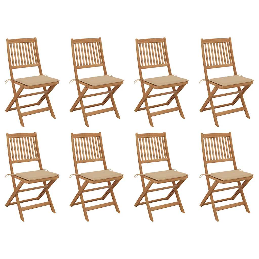 Folding Garden Chairs 2 Pcs With Cushions Solid Wood Acacia