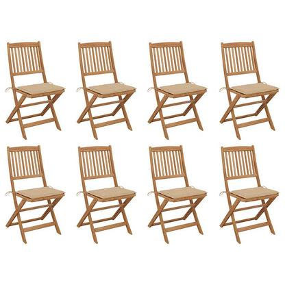 Folding Garden Chairs 2 Pcs With Cushions Solid Wood Acacia