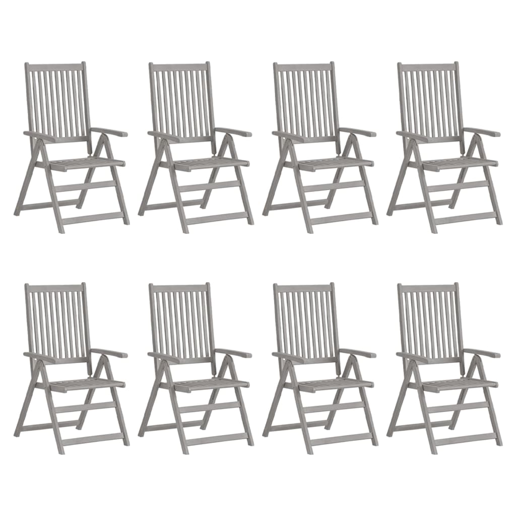 Garden Reclining Chairs 4 Pcs Grey Solid Wood Acacia