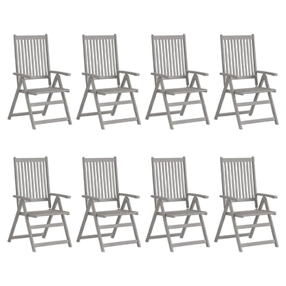 Garden Reclining Chairs 4 Pcs Grey Solid Wood Acacia
