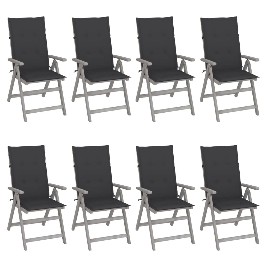 Garden Reclining Chairs 2 Pcs With Cushions Solid Wood Acacia