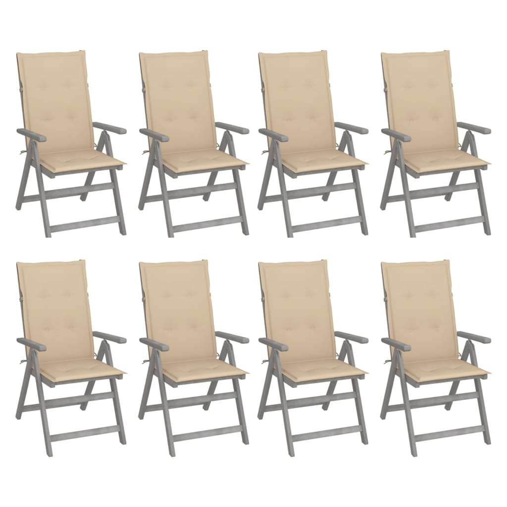 Garden Reclining Chairs 2 Pcs With Cushions Solid Wood Acacia