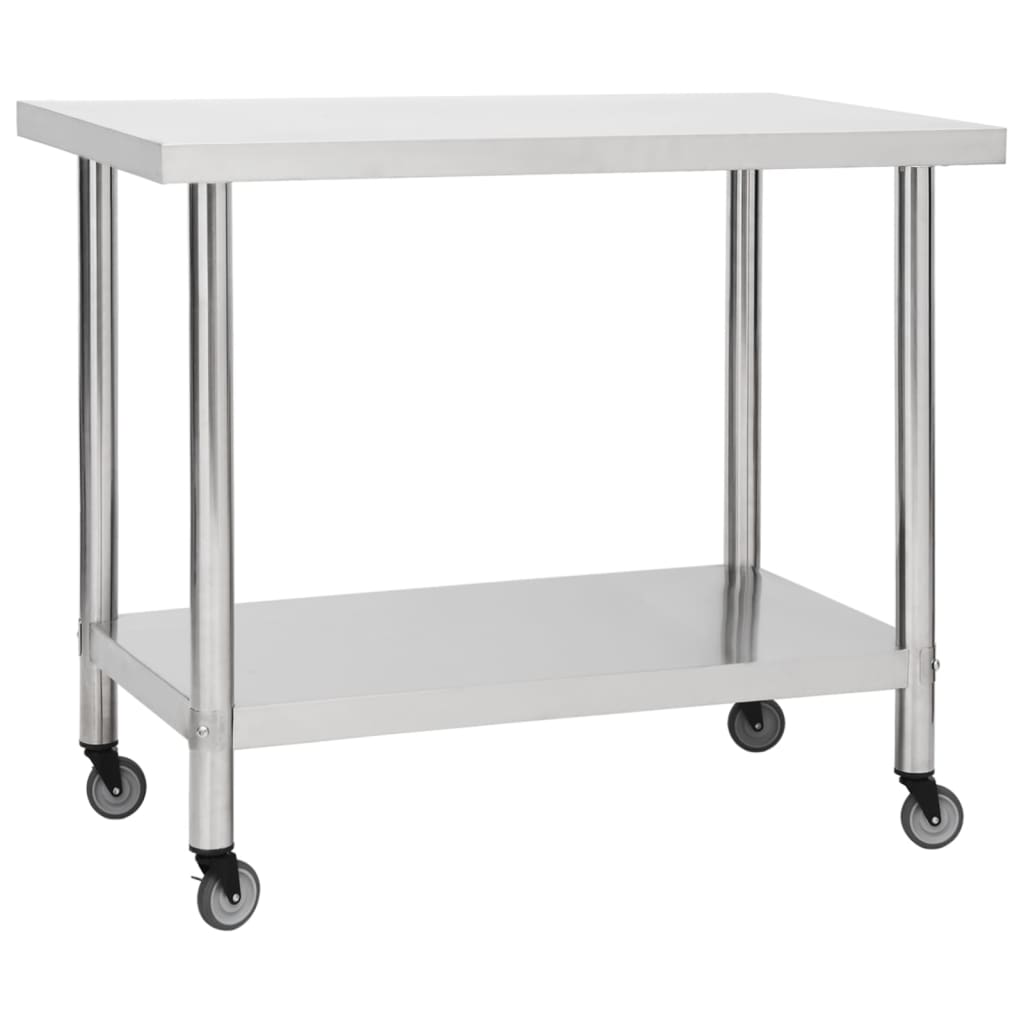 Kitchen Work Table With Wheels Stainless Steel
