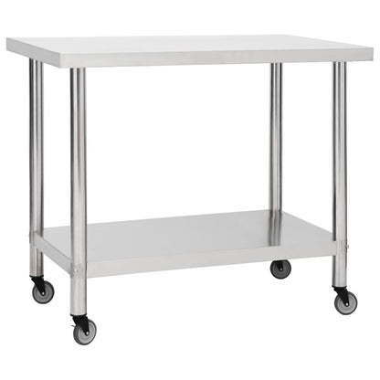 Kitchen Work Table With Wheels Stainless Steel