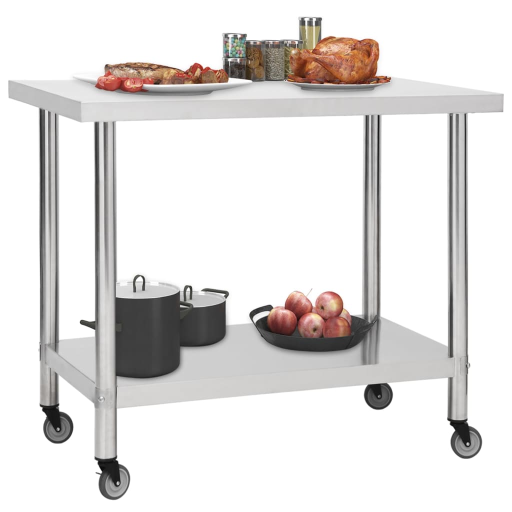 Kitchen Work Table With Wheels Stainless Steel
