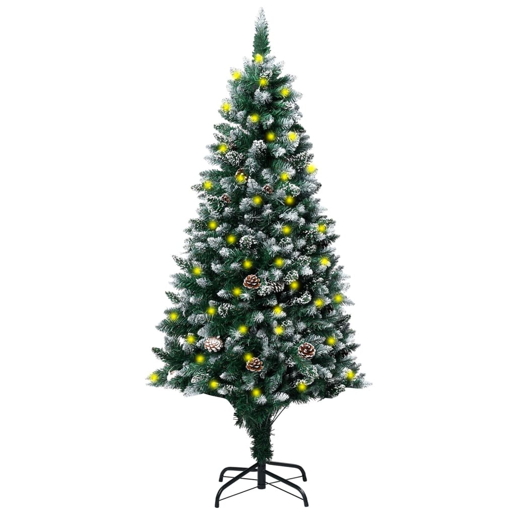 Artificial Christmas Tree Leds&Pine Cones&White Snow 180 Cm