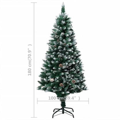 Artificial Christmas Tree Leds&Pine Cones&White Snow 180 Cm