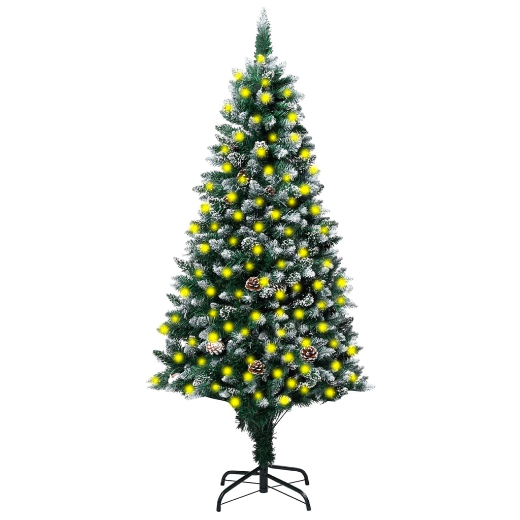 Artificial Christmas Tree Leds&Pine Cones&White Snow 180 Cm
