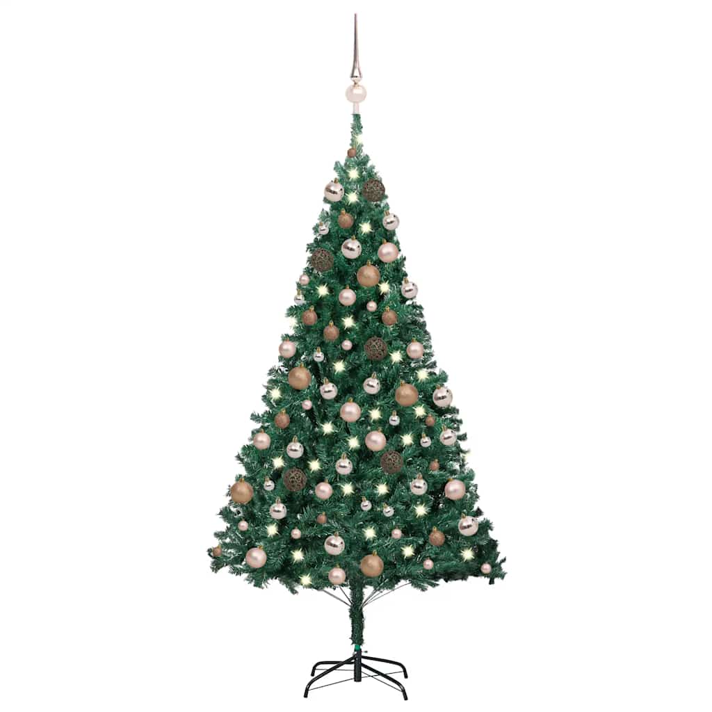 Artificial Pre-Lit Christmas Tree With Ball Set Pvc