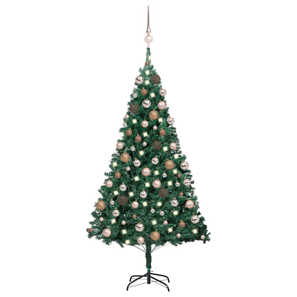 Artificial Pre-Lit Christmas Tree With Ball Set Pvc