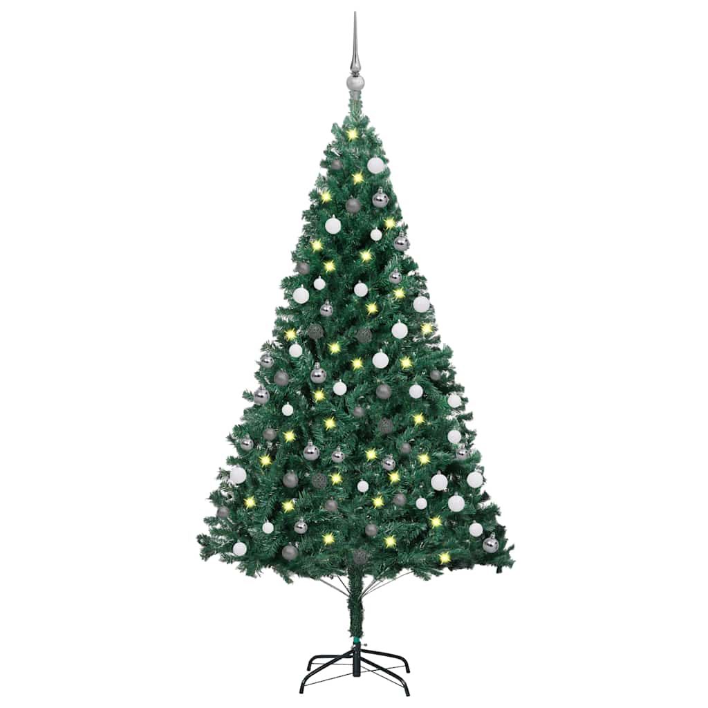 Artificial Pre-Lit Christmas Tree With Ball Set Pvc
