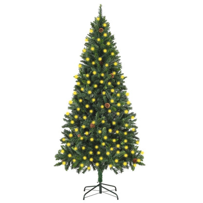 Artificial Pre-Lit Christmas Tree With Pine Cones 210 Cm